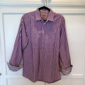 Simon Carter Long Sleeve Button Down Striped Shirt Size Large
